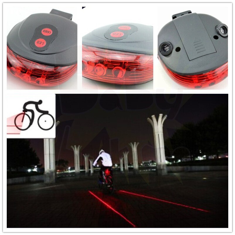(5LED 2 레이저) 7 플래시 모드 자전거 안전 자전거 후면 램프, 방수 자전거 레이저 꼬리 빛 램프 경고 점멸